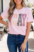 PRAY Sequin Leopard Short Sleeve Graphic Tee
