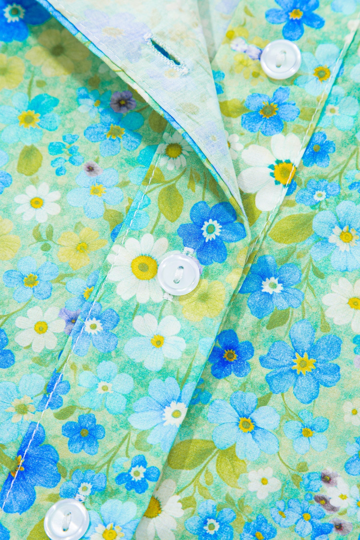 Floral Stripe Patchwork Flutter Sleeve V-Neck Blouse