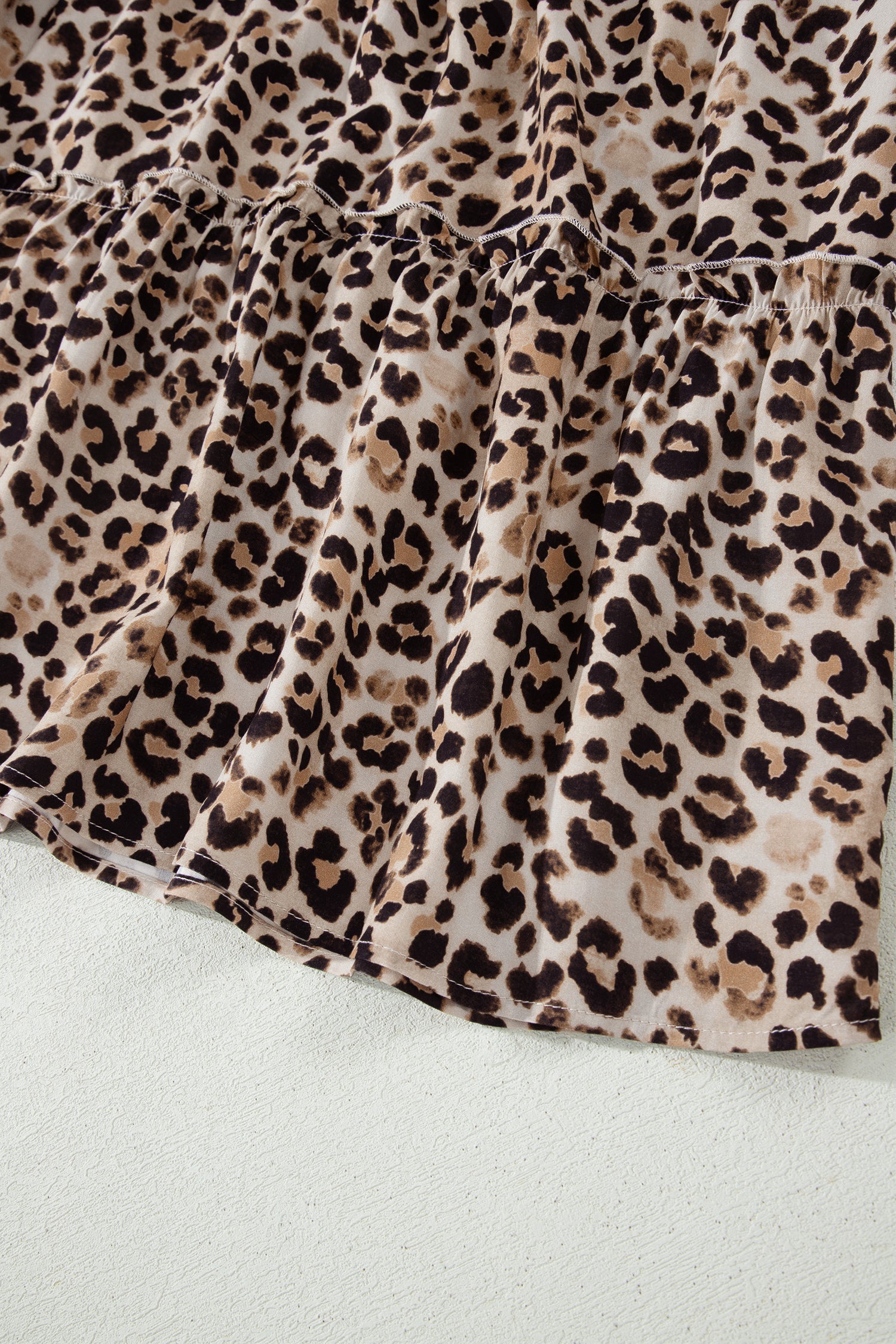 Leopard Ruffle Straps Smocked Tiered Maxi Dress