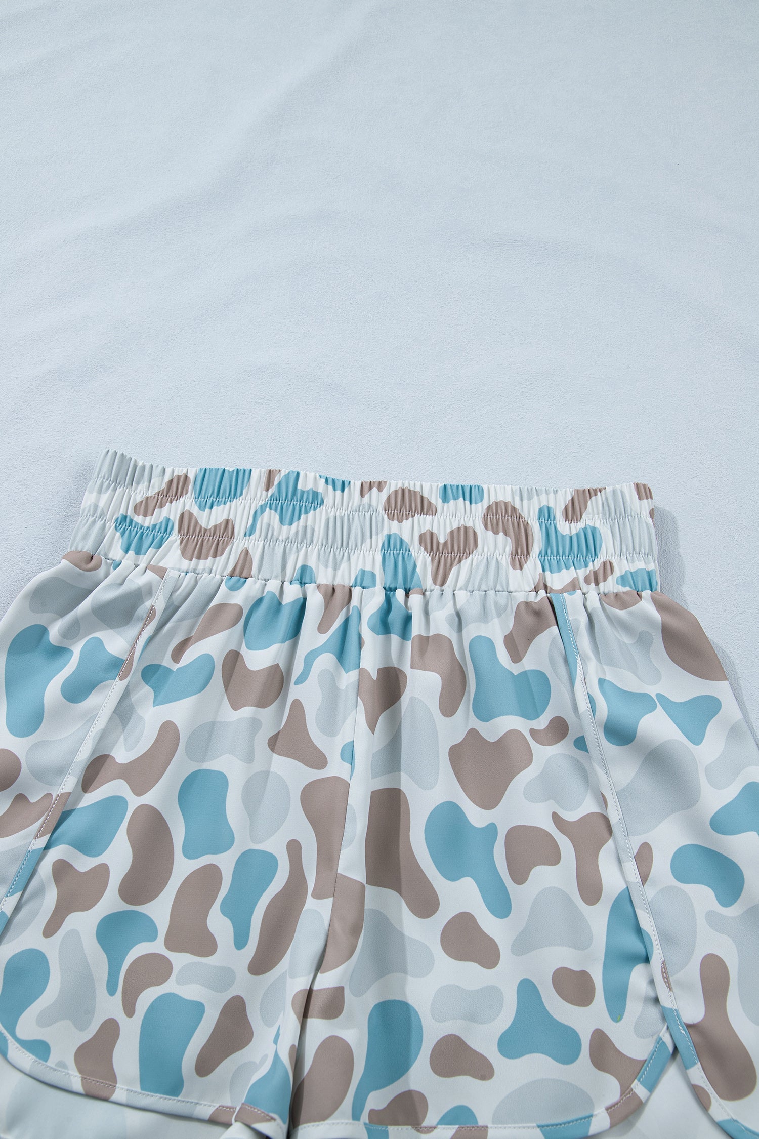 Camo Shirred High Waist Athleisure Shorts