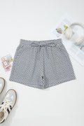 Checker Drawstring Elastic Waist Pocketed Shorts