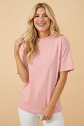 Solid High Neck Oversize Tee