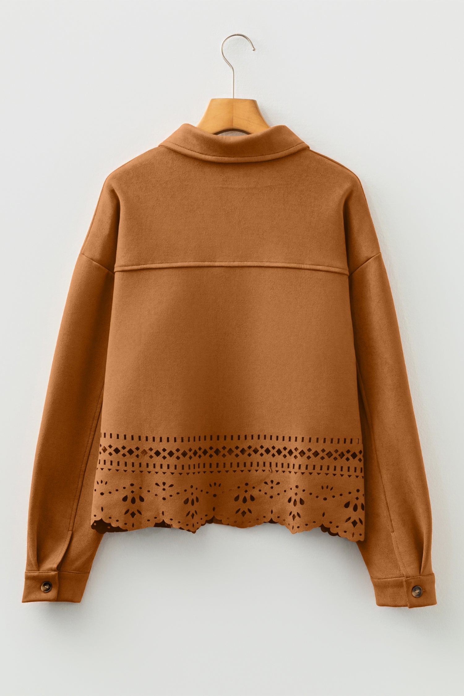 Solid Faux Suede Hollowed Jacket