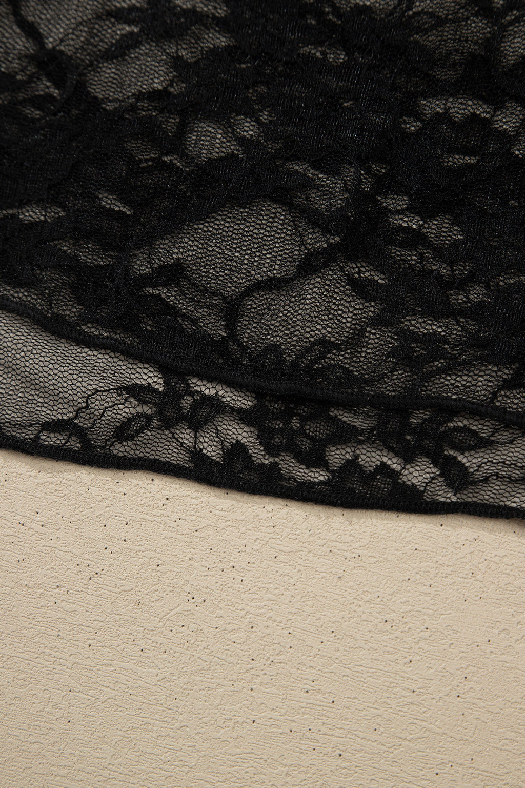 Sheer Floral Lace Mock Neck Long Sleeve Top
