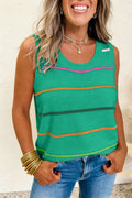 Stripe Round Neck Sleeveless Sweater Tank