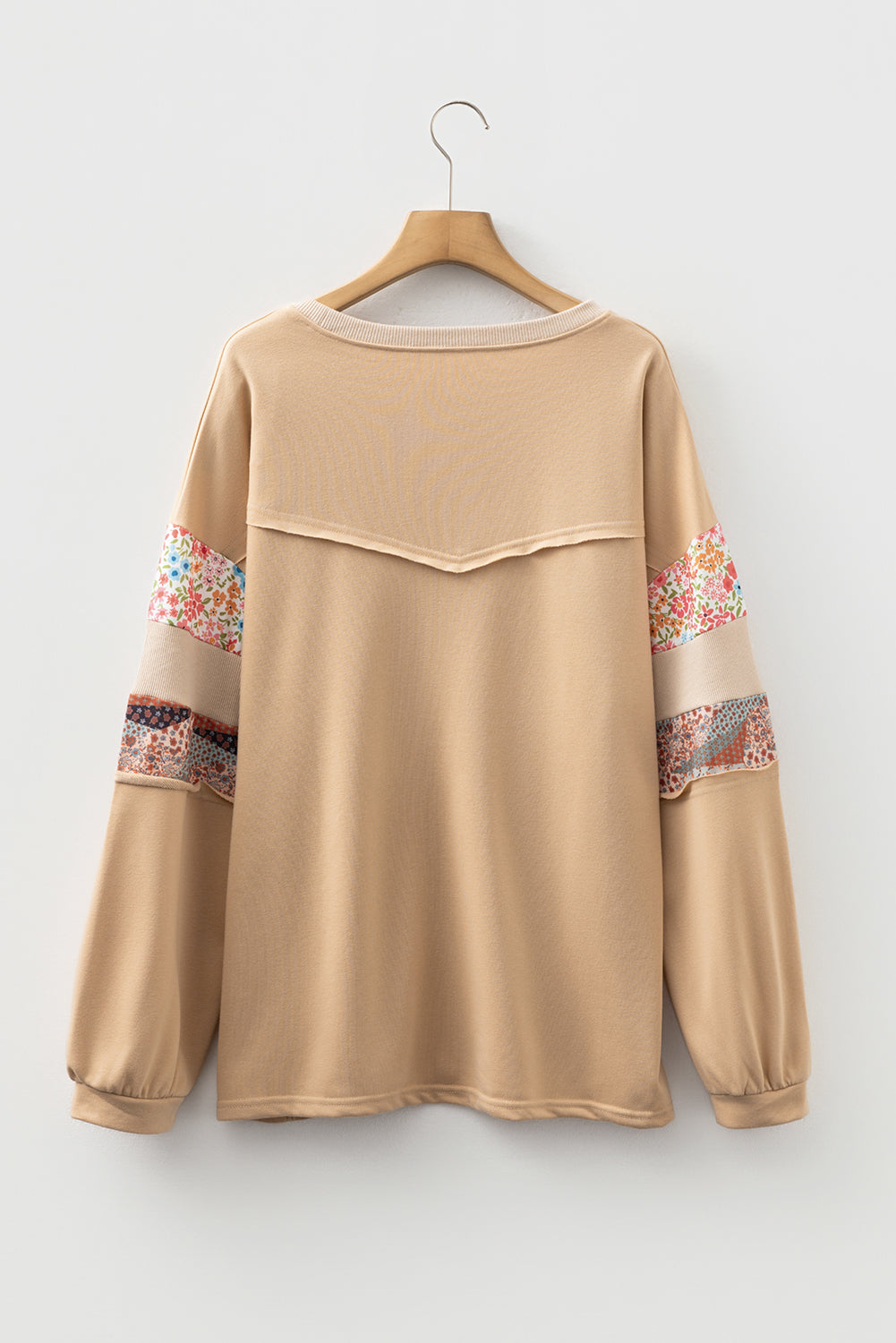 Plus Size Floral Patchwork Reverse Seam Top