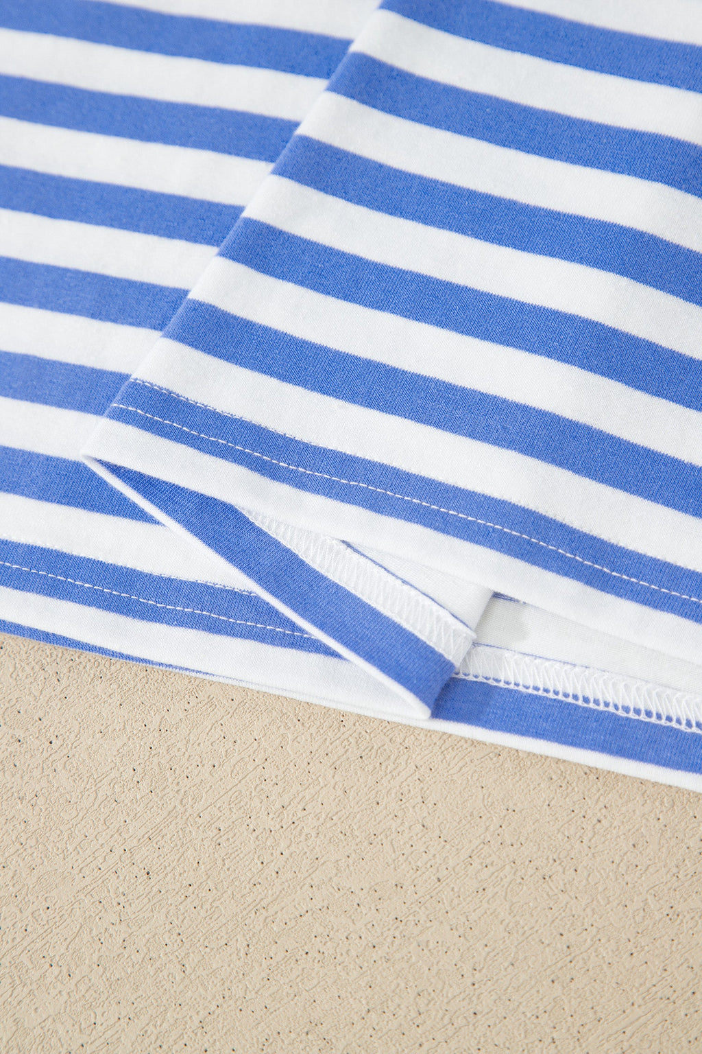 Stripe Crewneck Tee & Tie Waist Shorts Set