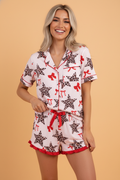 Leopard Star Bow Tie Top and Short Pajama Set