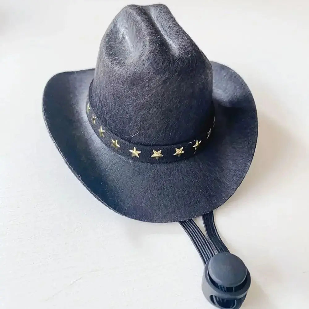 Adjustable Pet Cowboy Hat for Small Dogs & Cats – Funny Western Headwear, Summer Costume Accessory (5.3×4.3×2.4 in / 13.5×11×6 cm)