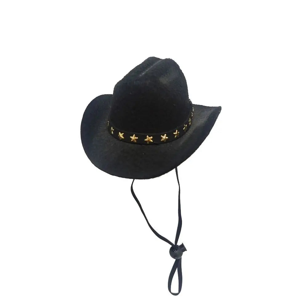 Adjustable Pet Cowboy Hat for Small Dogs & Cats – Funny Western Headwear, Summer Costume Accessory (5.3×4.3×2.4 in / 13.5×11×6 cm)
