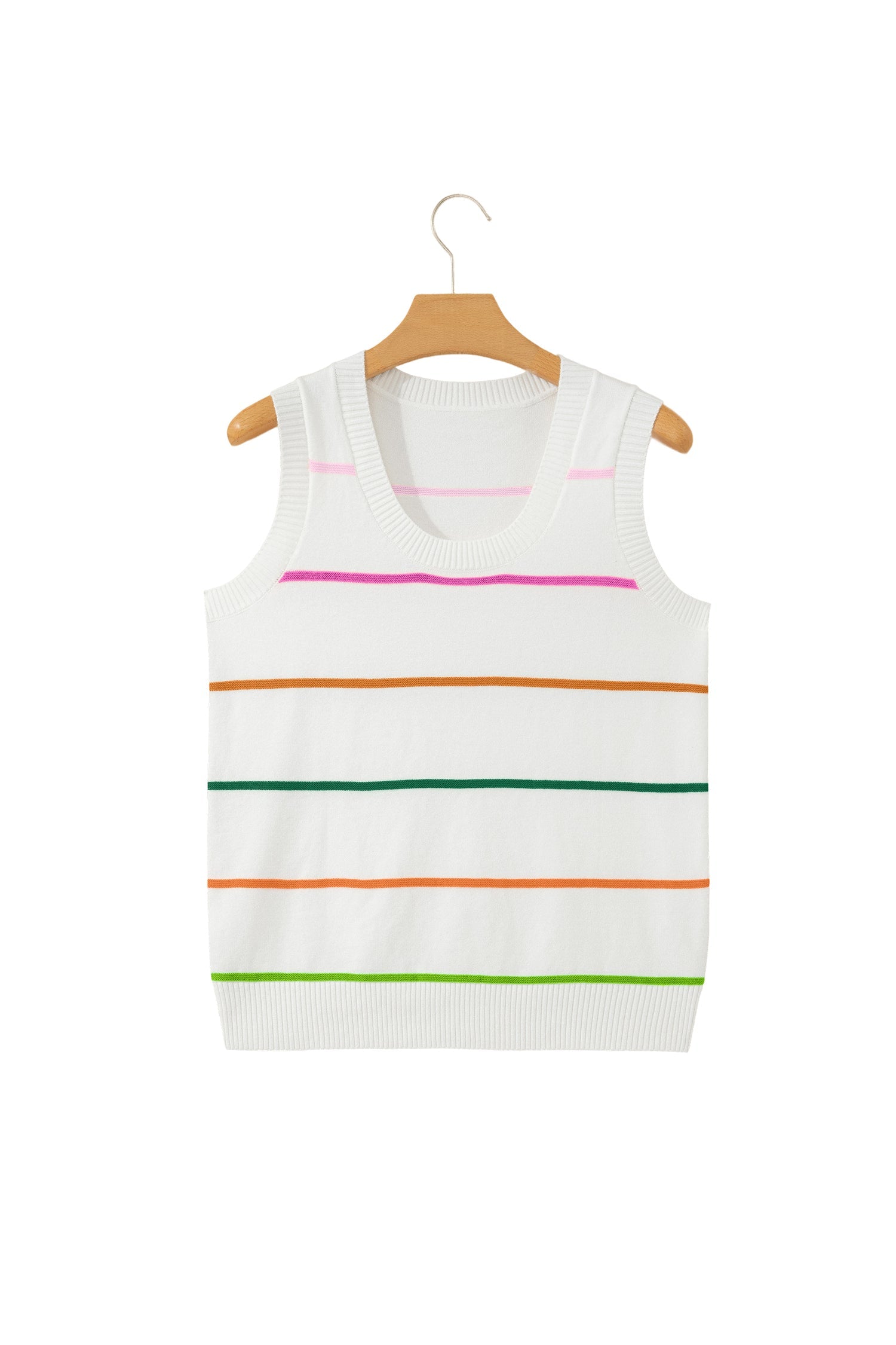 Stripe Round Neck Sleeveless Sweater Tank