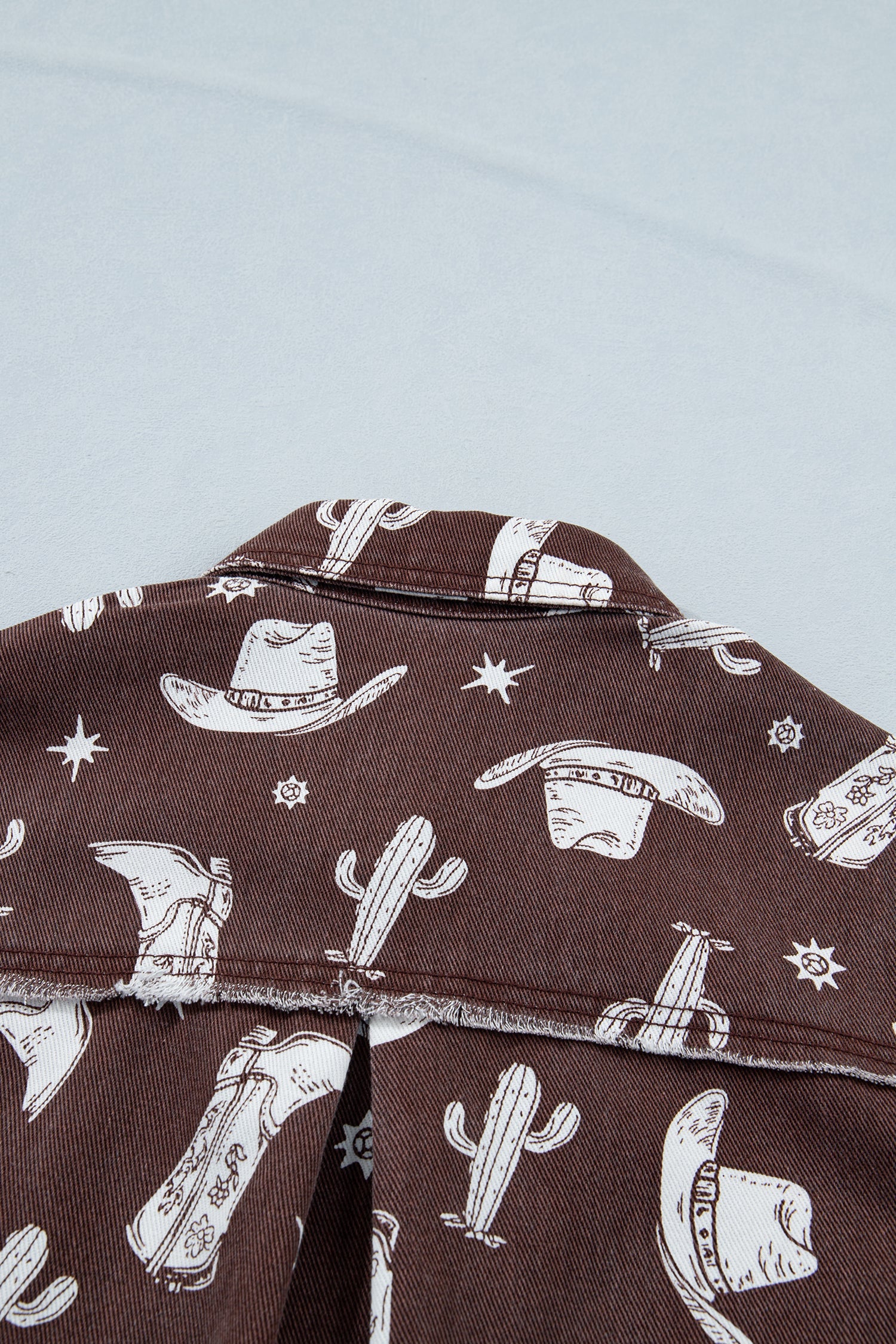 Western Cowgirl Cactus Raw Edge Denim Dress