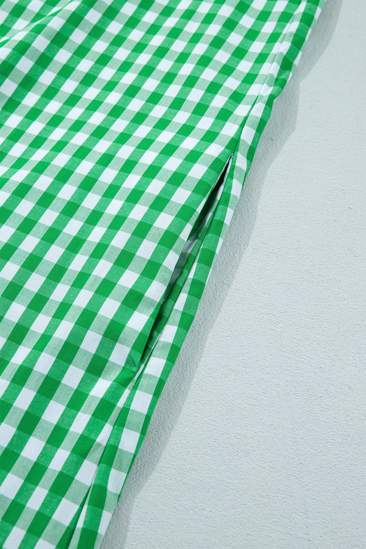 Gingham Colorblock Ruffle Sleeve Midi Dress