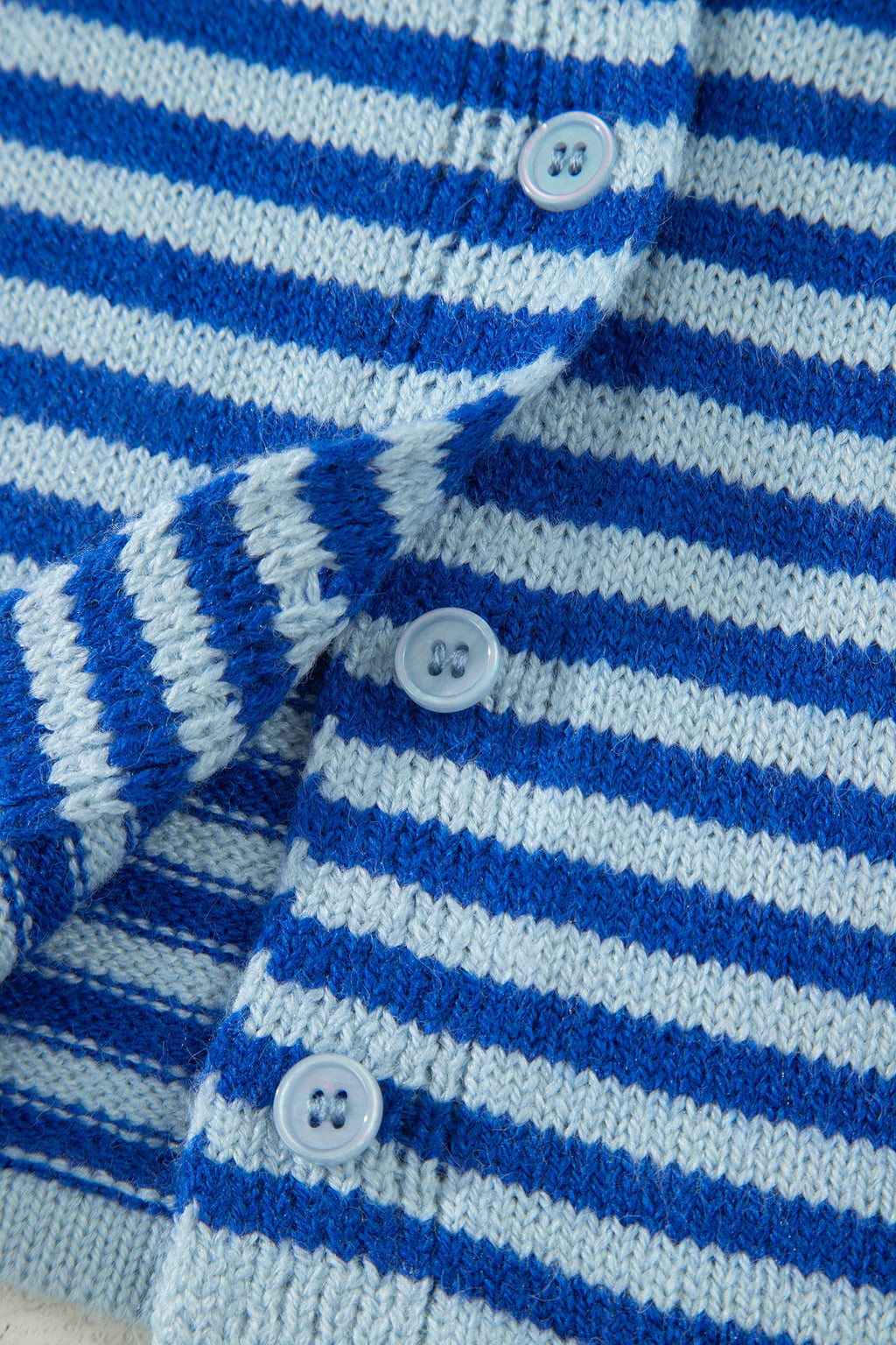 Stripe 3/4 Sleeve Button Down Knit Cardigan