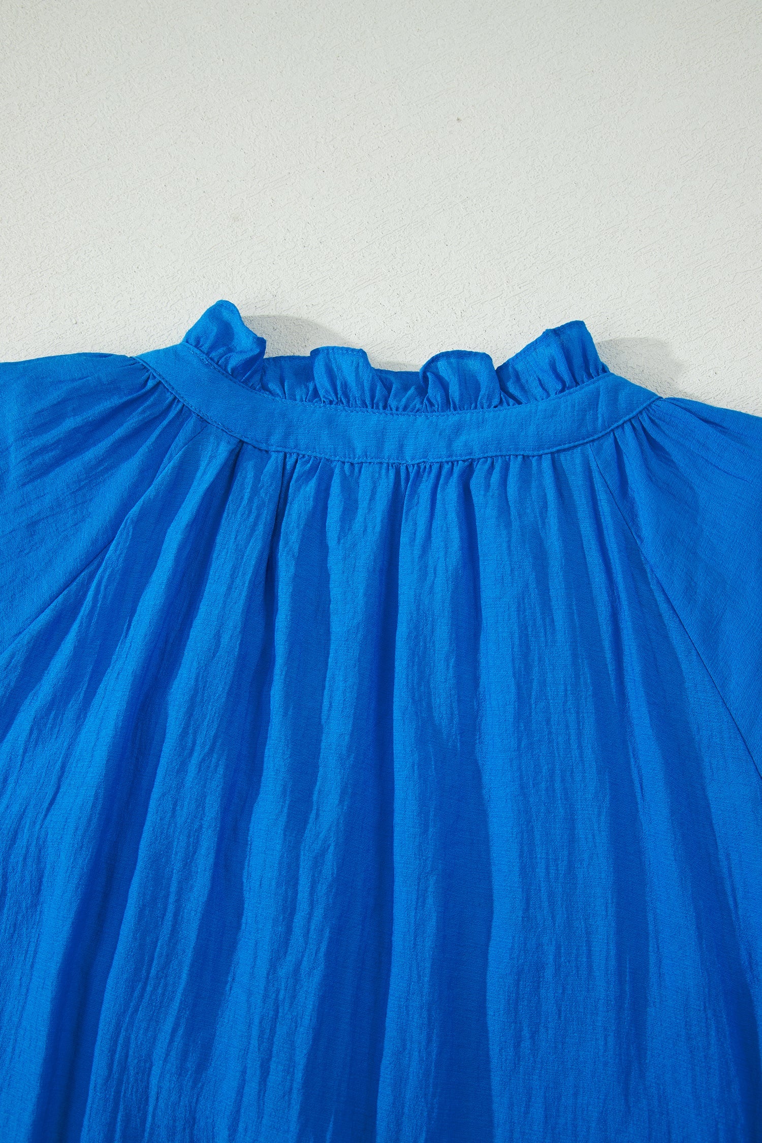Flower Embroidered Puff Sleeve Ruffle Hem Dress