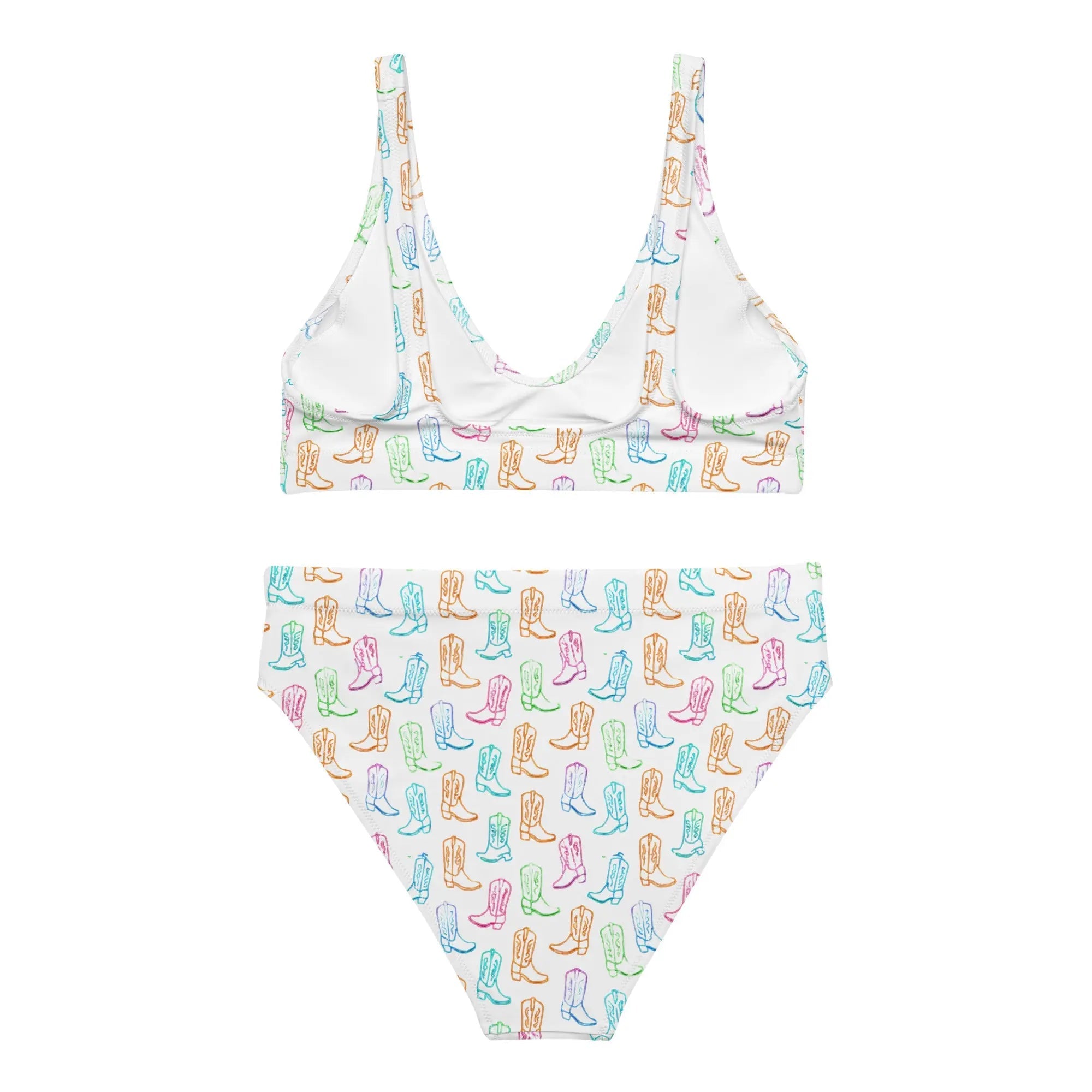 Watercolor Neon Boots High Waist Bikini