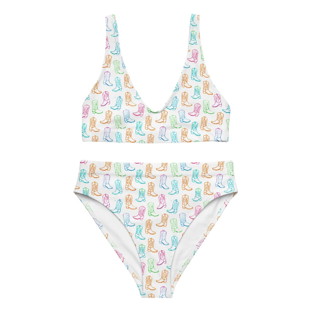 Watercolor Neon Boots High Waist Bikini