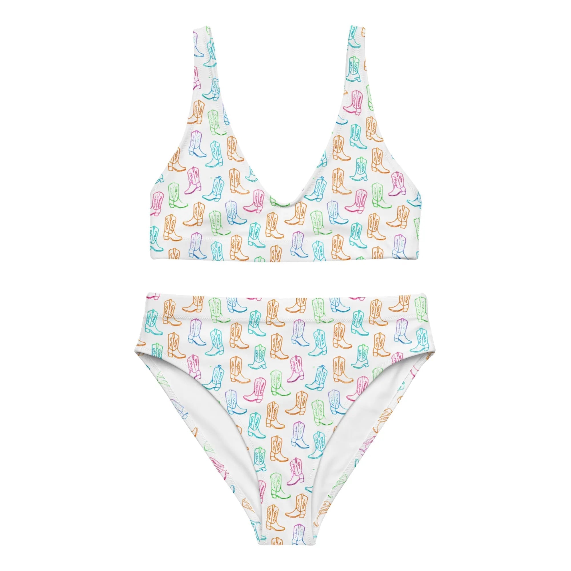 Watercolor Neon Boots High Waist Bikini