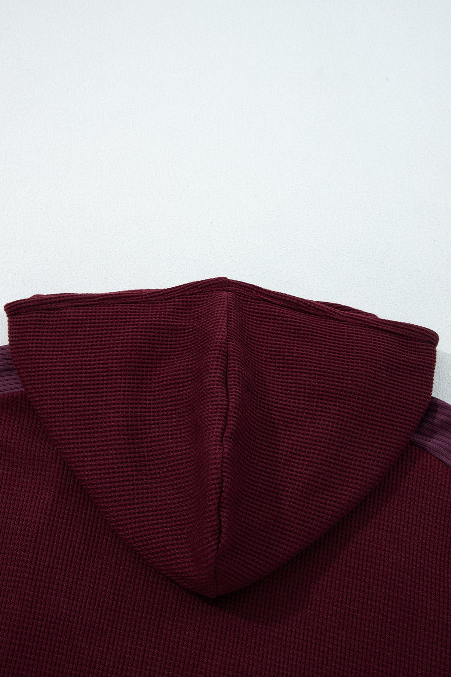 Waffle Zip Up Snap Button Hooded Jacket