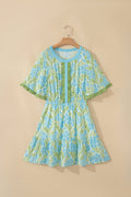 Floral High Waist Ruffle Mini Dress