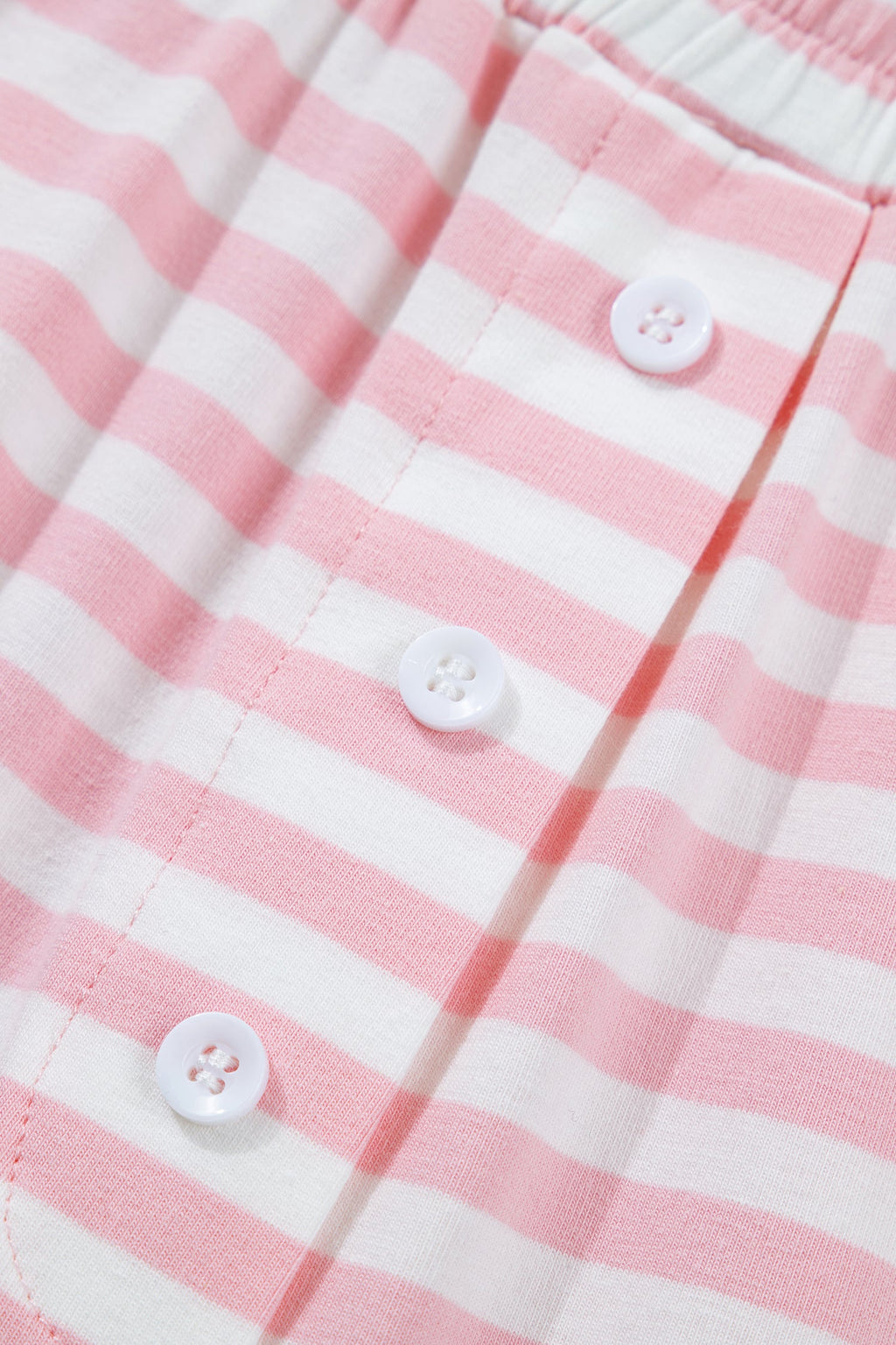 Stripe Drop Shoulder Top & Buttoned Pants Set