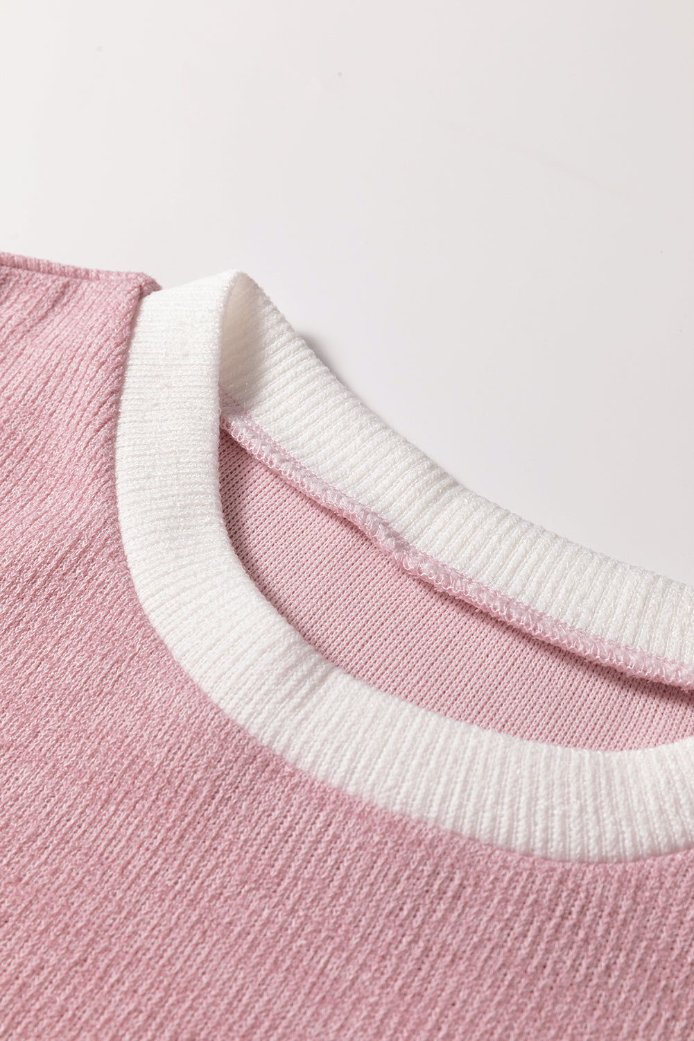 Contrast Trim Knit Drop Shoulder Top