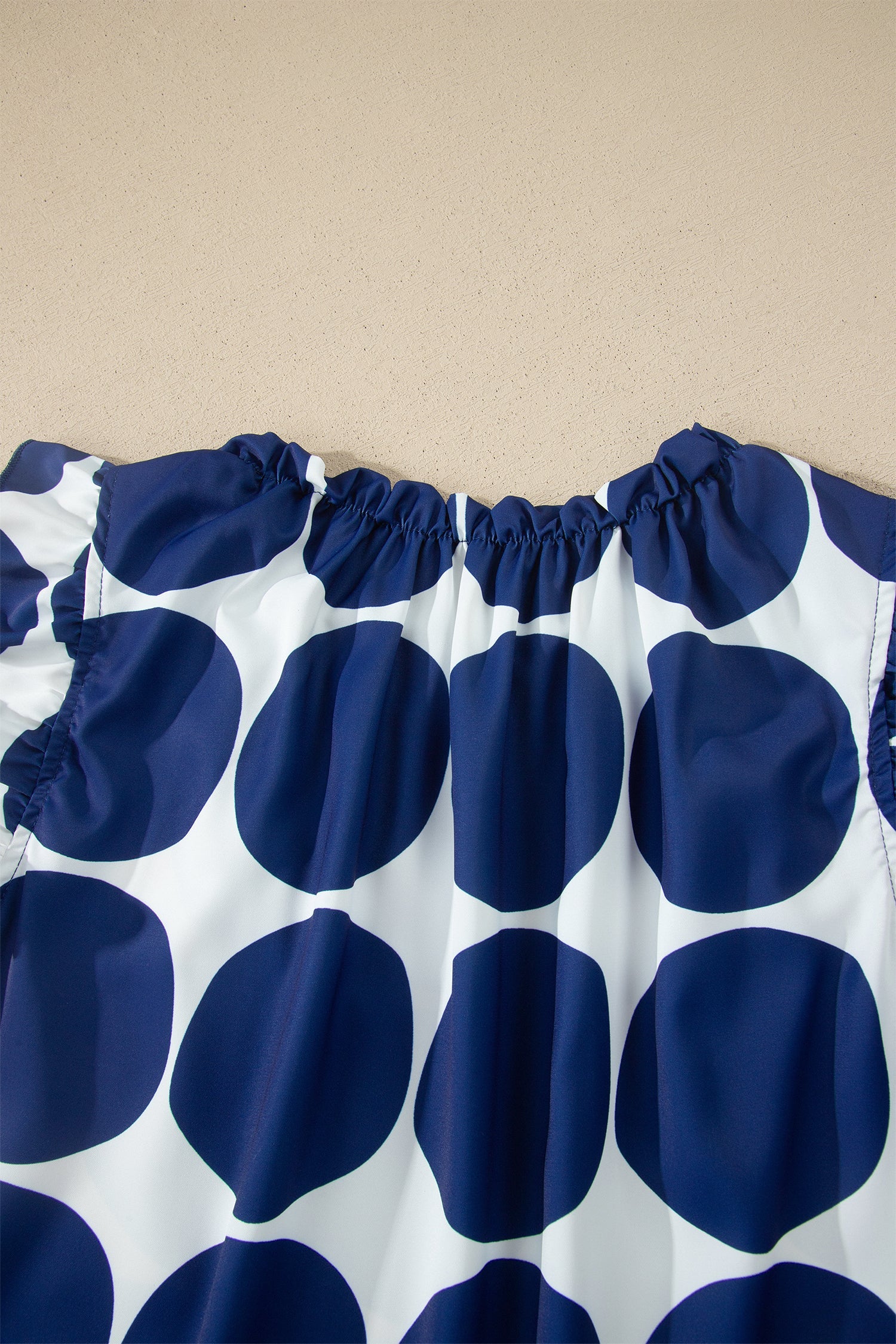 Polka Dot Frilled Round Neck Tank Top