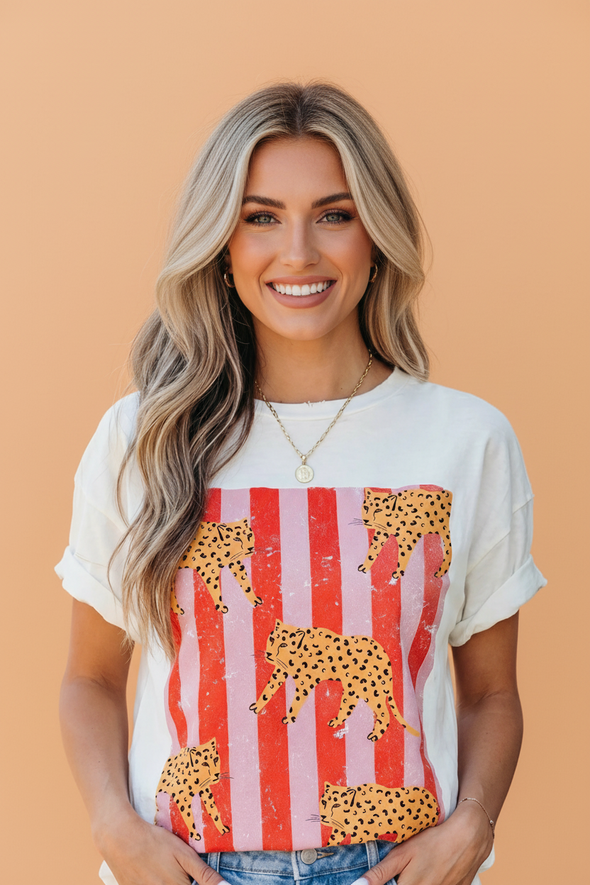 Cheetah Stripe Retro Graphic Tee