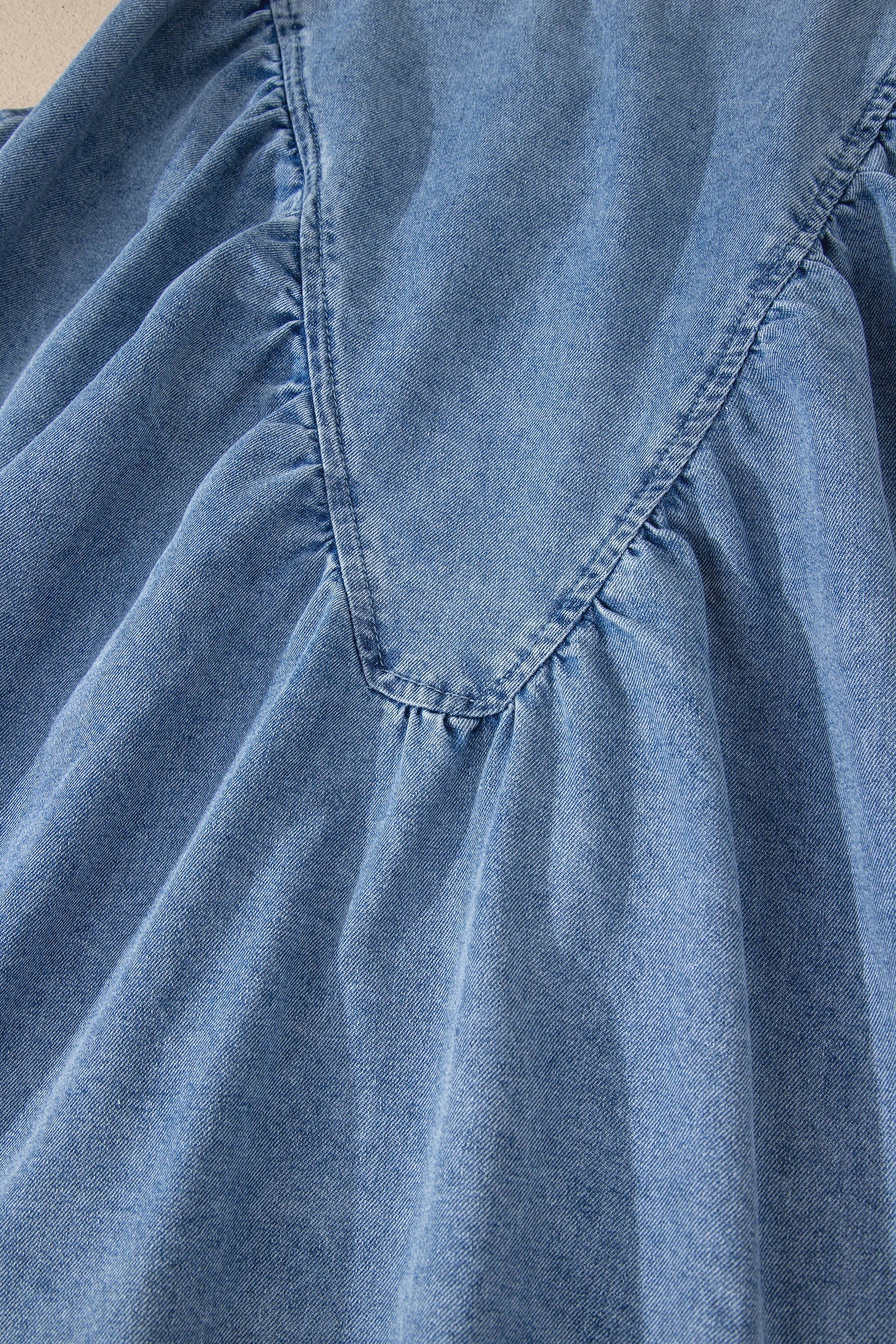 Denim Pleated Patchwork Sleeveless Top