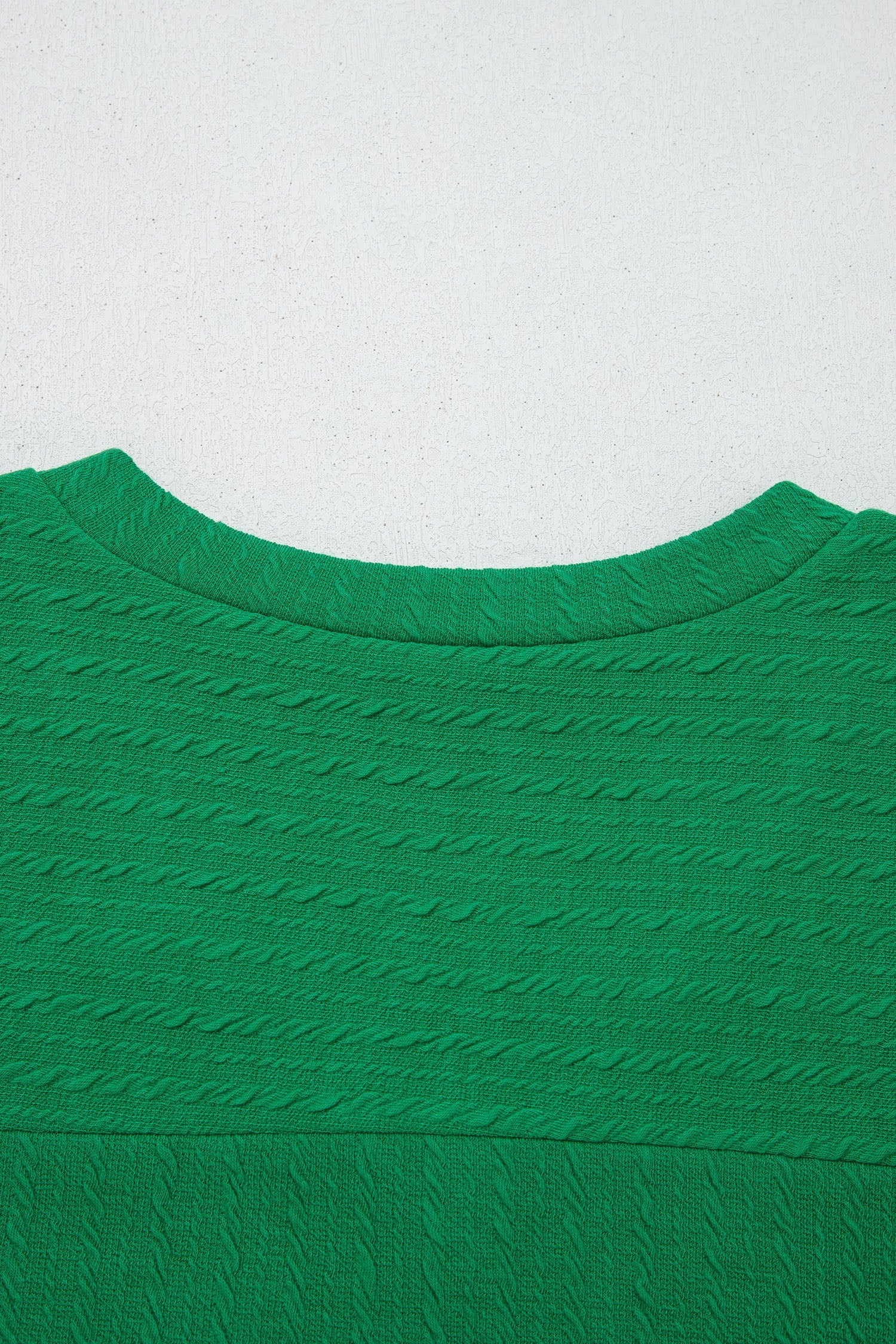 Cable Knit Textured V-Neck Short Sleeve T-Shirt