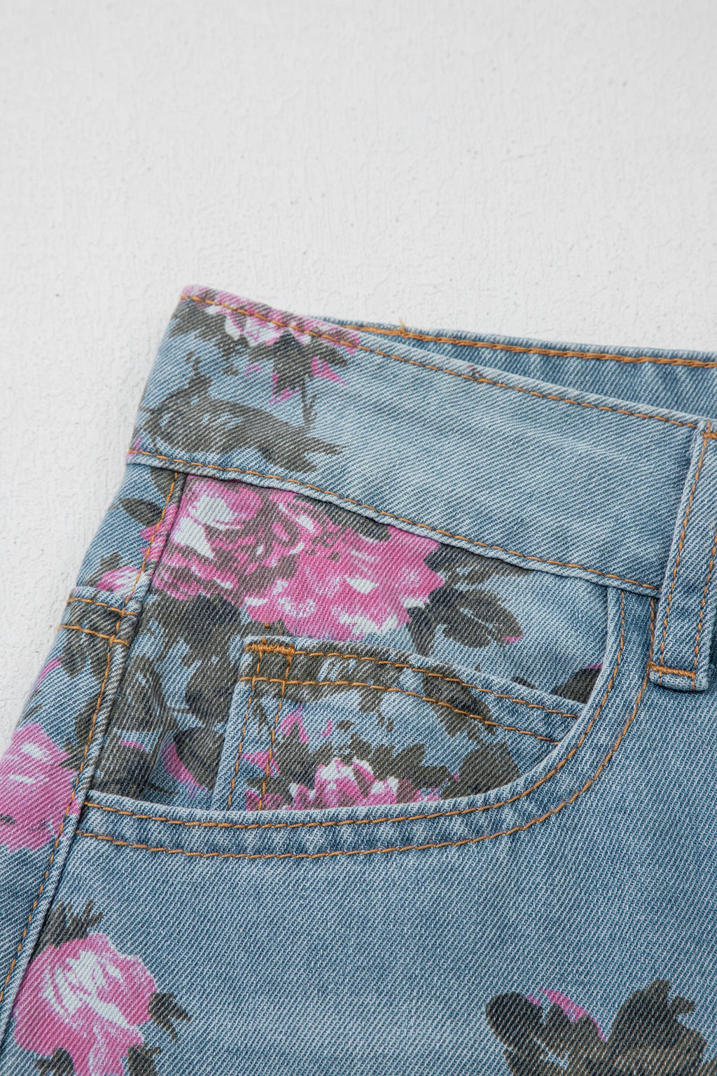 Floral Denim Wide Leg Jeans