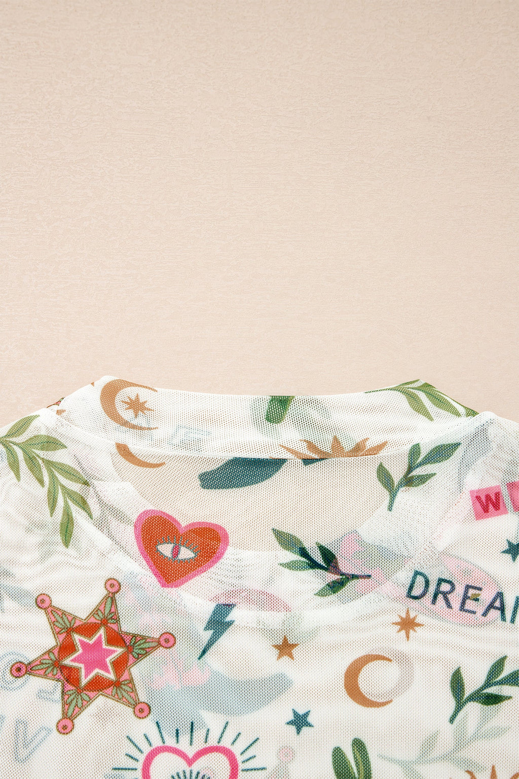 Western LOVE WILD DREAMER Sheer Mesh Graphic Top
