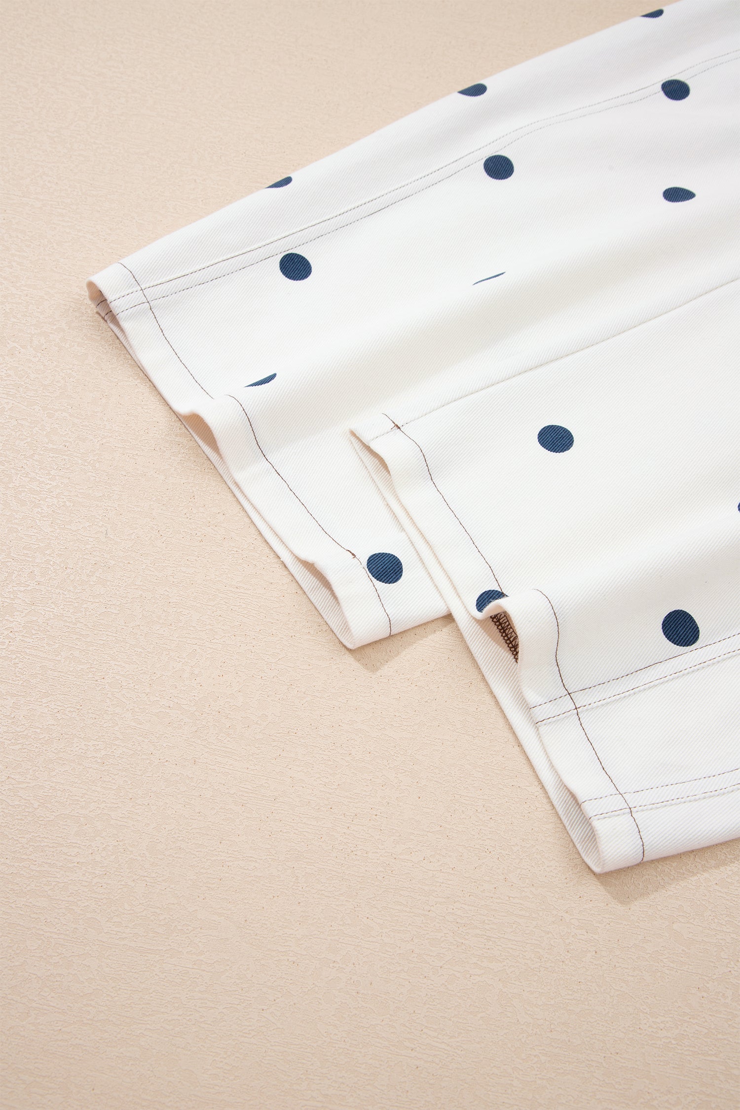 Polka Dot Denim Barrel Leg Overalls Jumpsuit