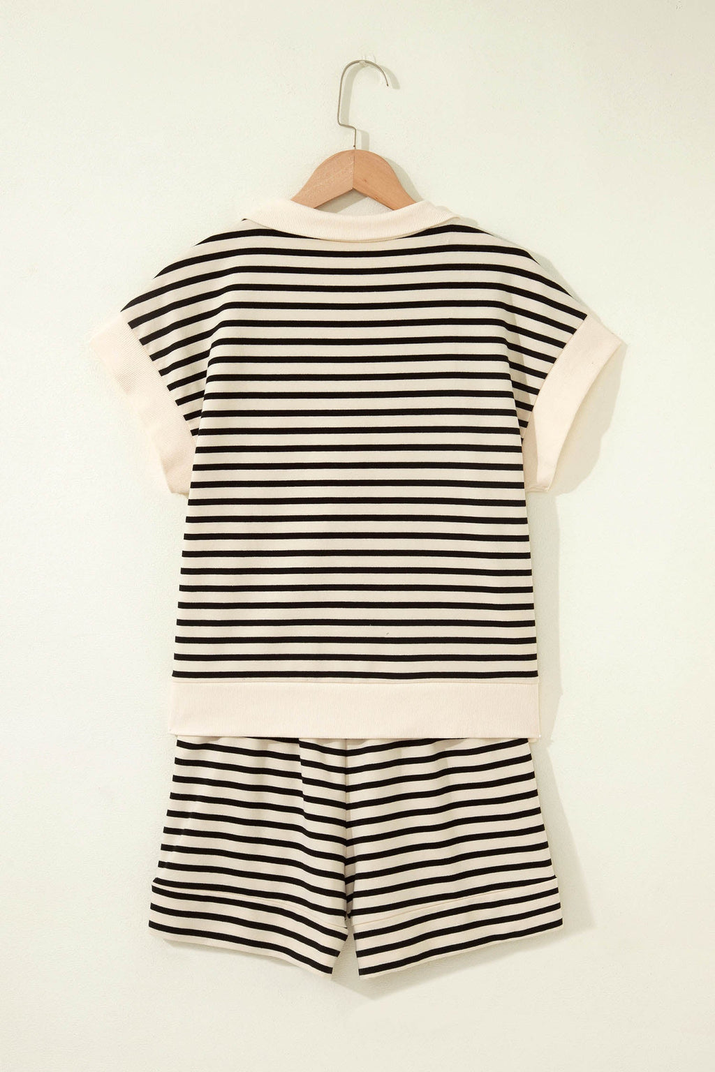 Stripe Colorblock Zip Polo & Drawstring Shorts Set