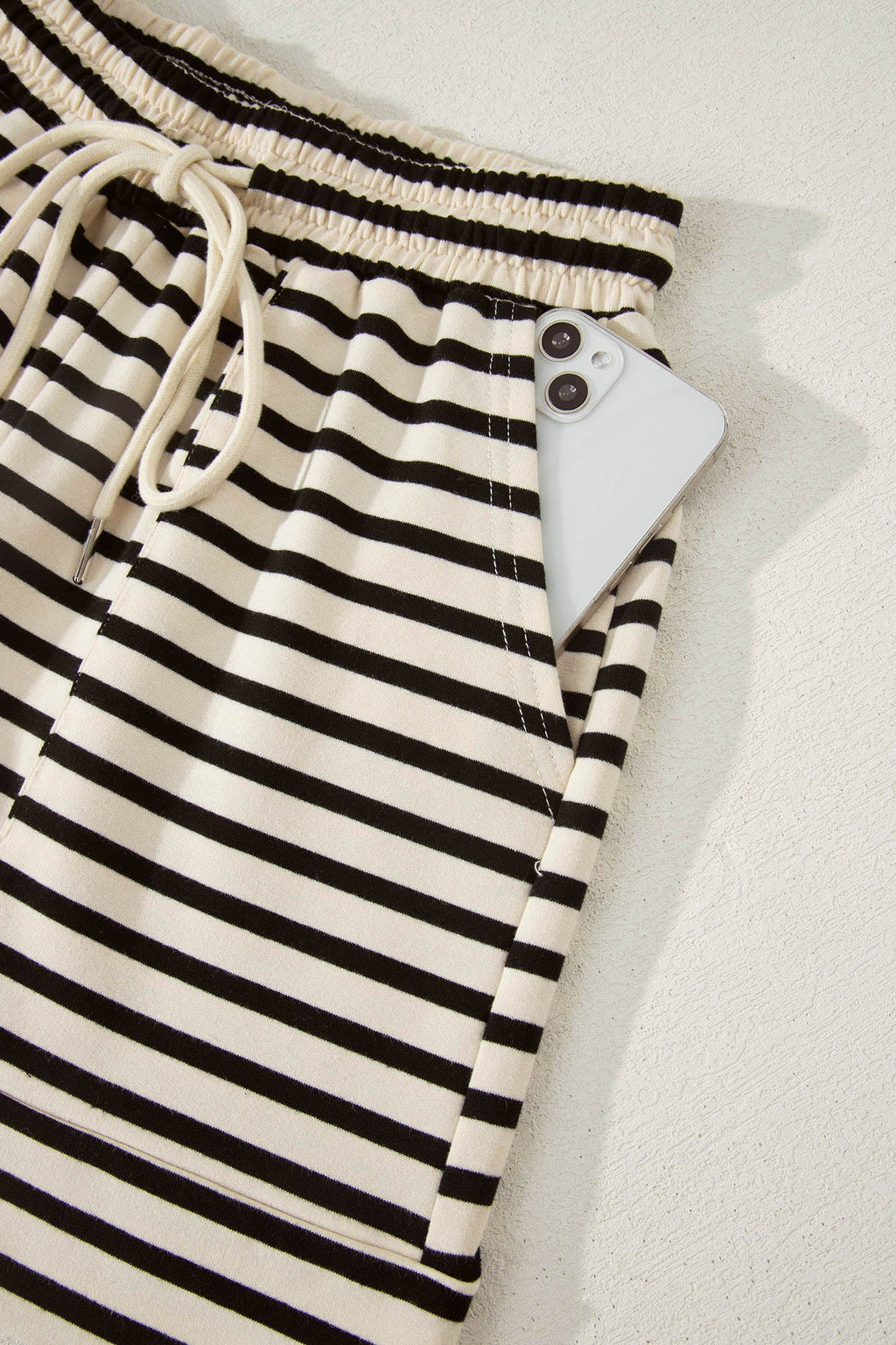 Stripe Colorblock Zip Polo & Drawstring Shorts Set
