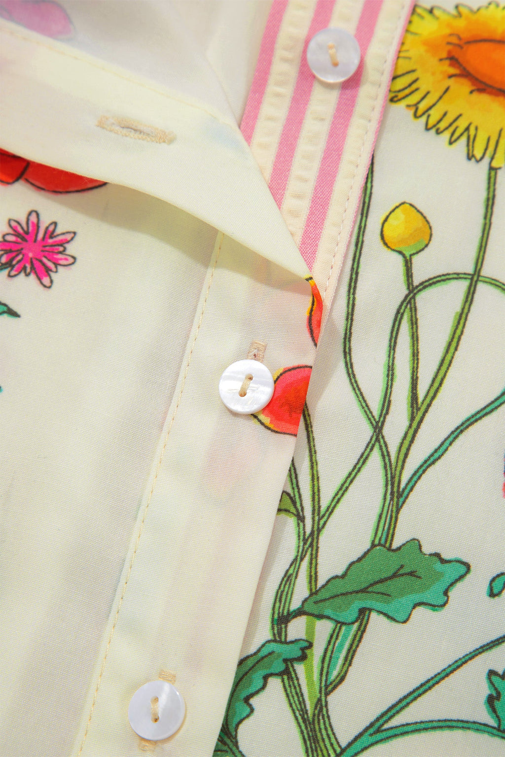 Floral Stripe Patchwork Ruffled Collar Shirt