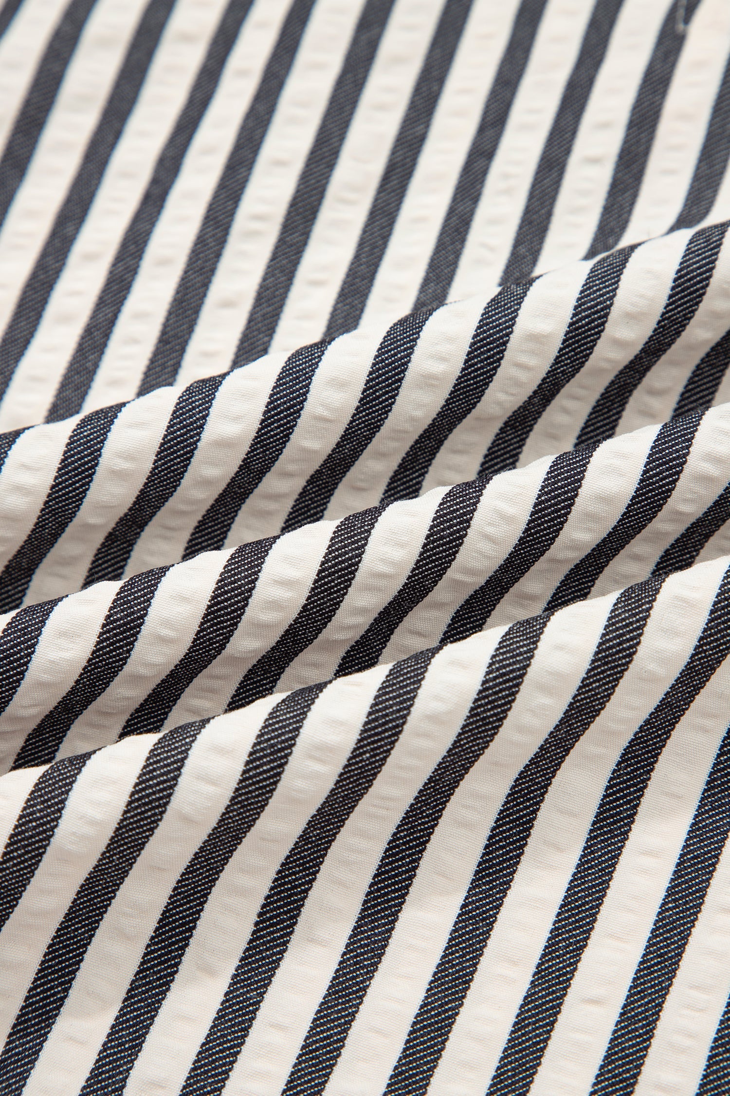 Stripe Half Zip Polo Collar Puff Sleeve Blouse