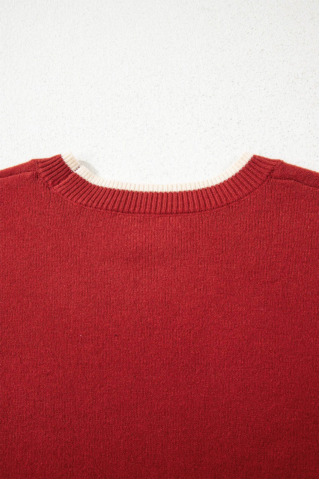 Leopard Bow Split Cuff Contrast Trim Sweater