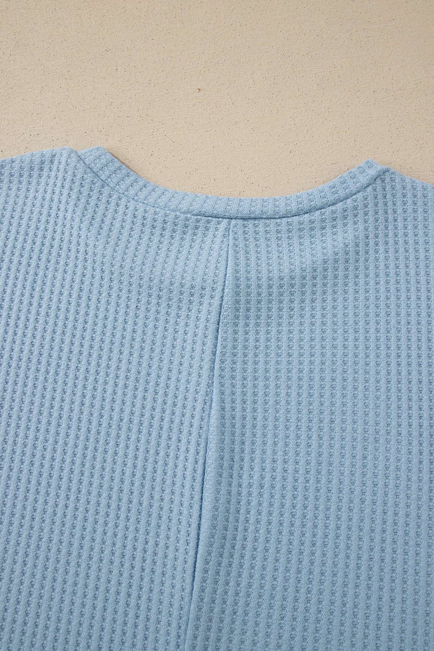 Solid Waffle Knit Dolman Short Sleeve Loose Top