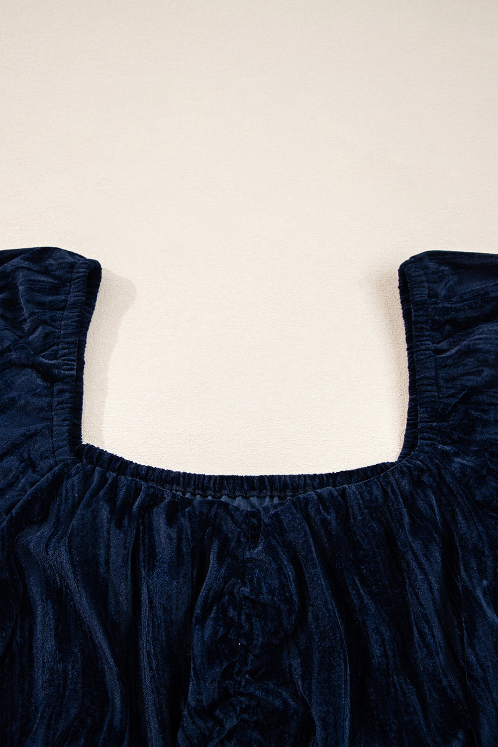Plus Size Ruched Velvet Puff Sleeve Mini Dress