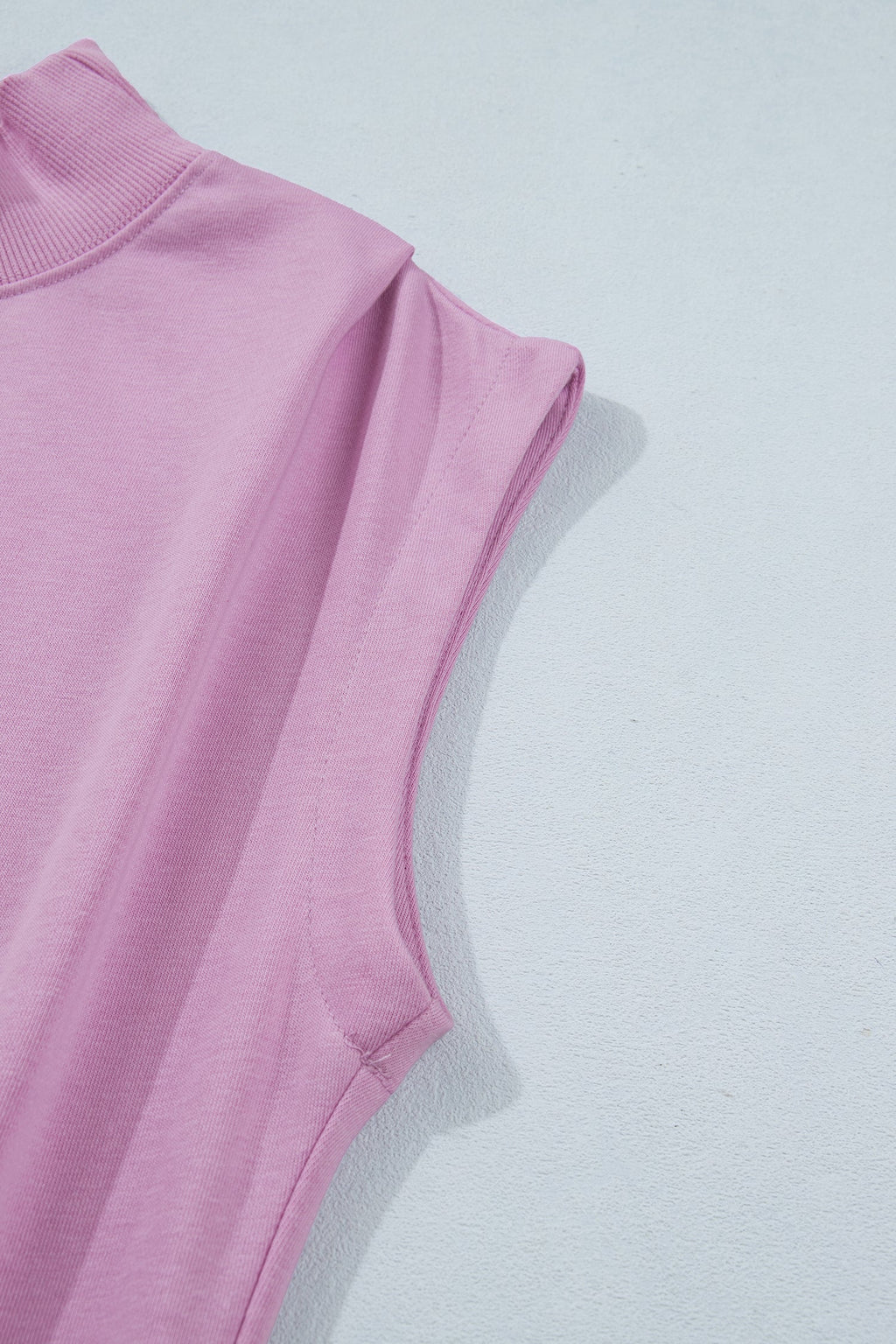 Solid Mock Neck Cap Sleeve Oversized Top