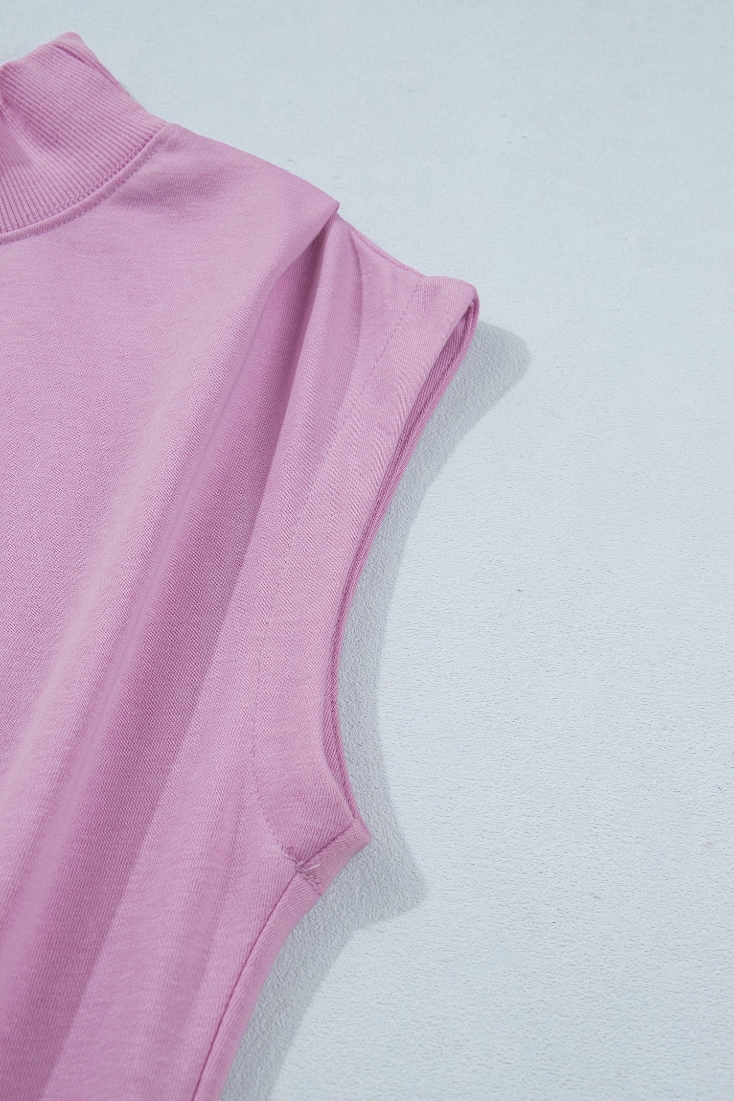 Solid Mock Neck Cap Sleeve Oversized Top
