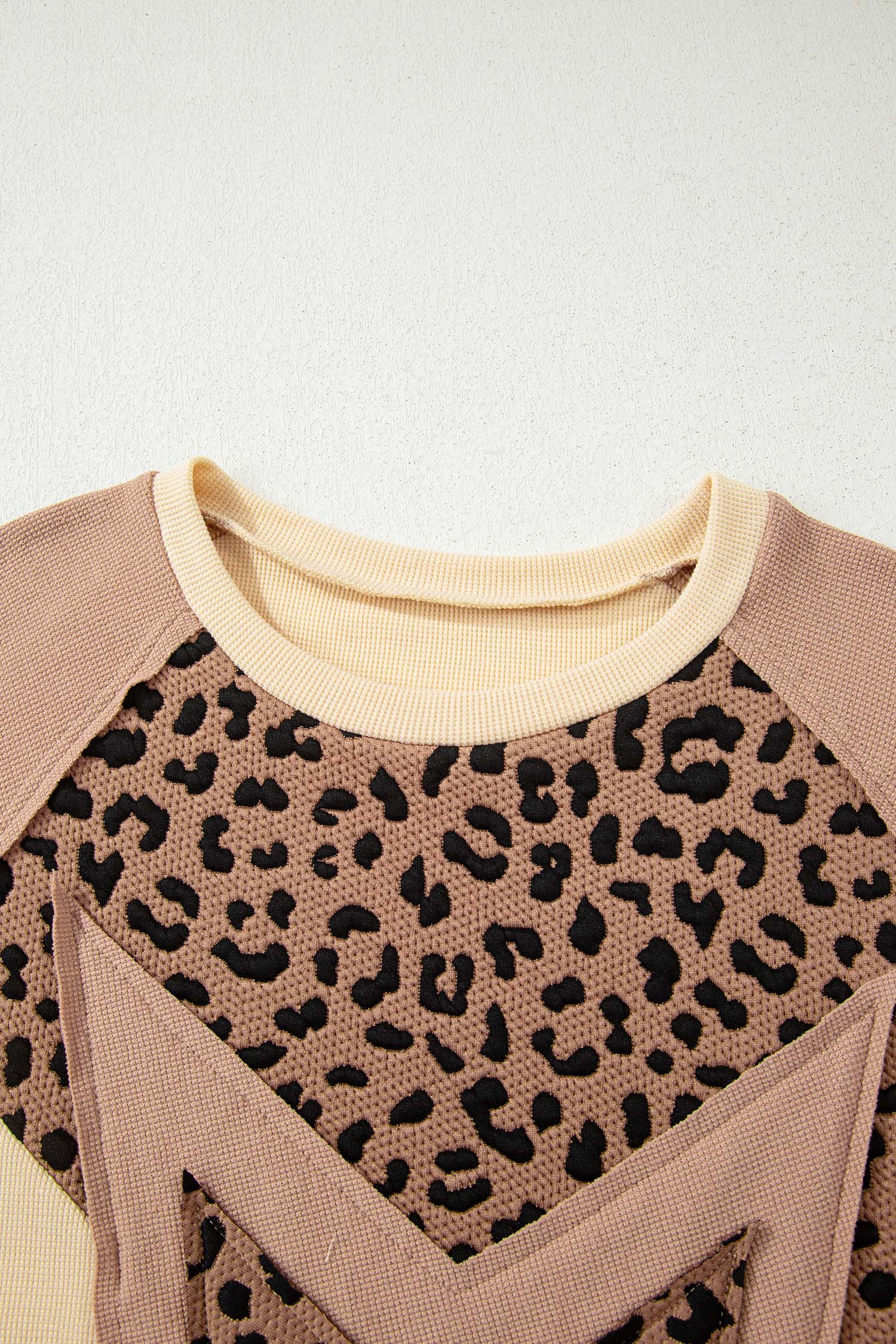 Leopard Star Colorblock Patchwork Textured Baggy Sweatshirt