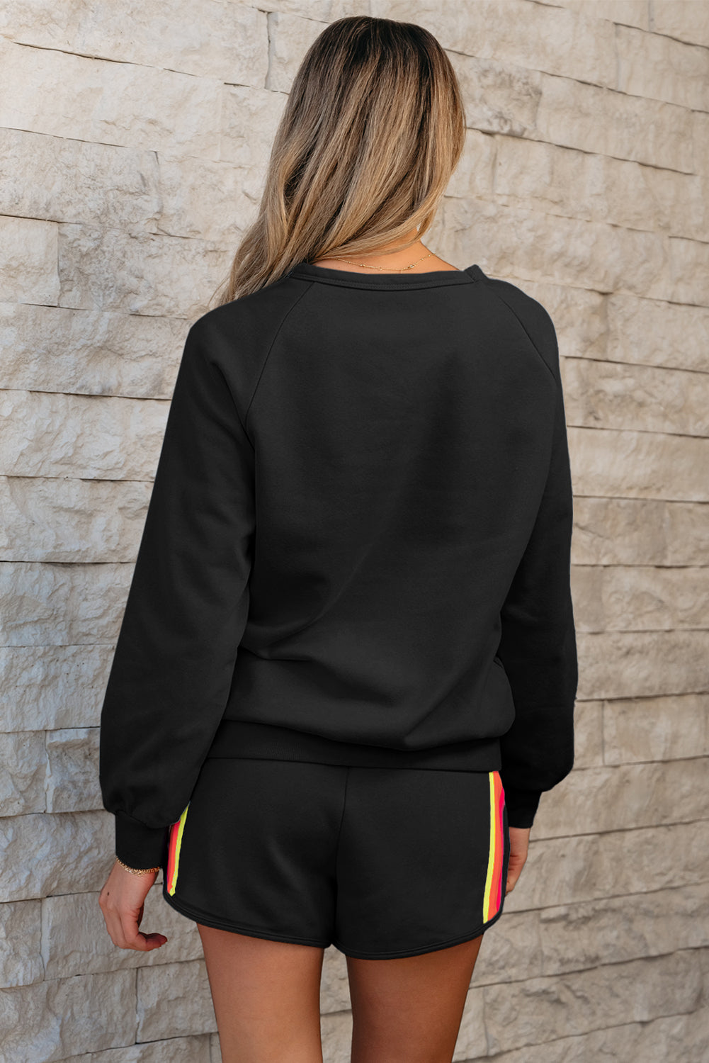 Colorblock Stripe Pullover and Shorts Set