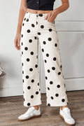Polka Dot Wide Leg Ankle Length Jeans