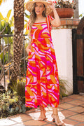 Abstract Knotted Shoulder High-Waist Maxi Dress