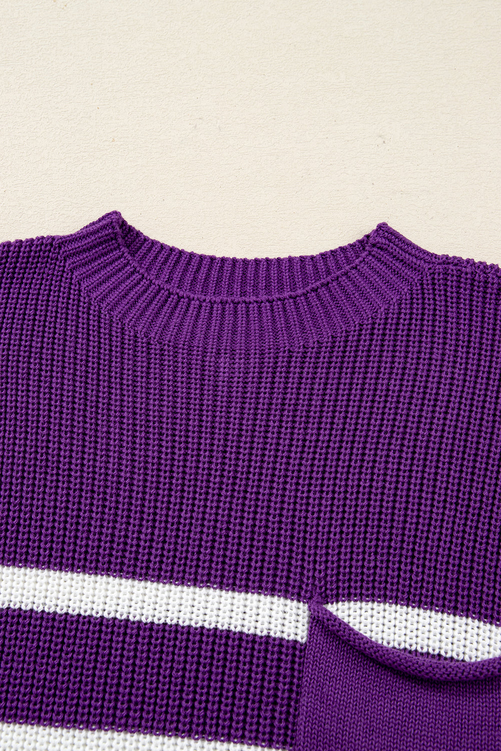 Stripe Patch Pocket Short Sleeve Knit Sweater