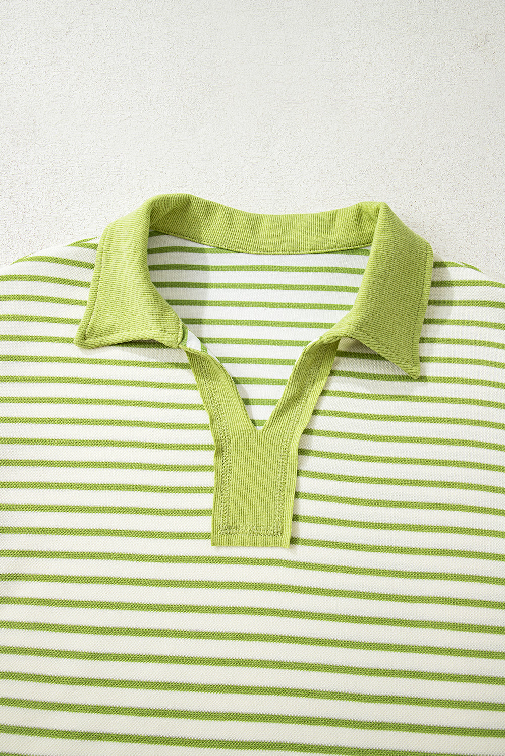 Stripe Collared V-Neck Pullover and Skort Set