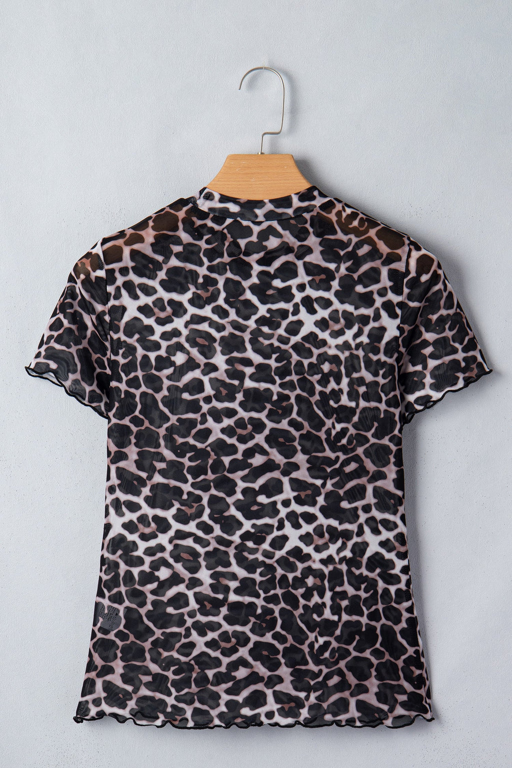 Leopard Sheer Mesh Short Sleeve Top
