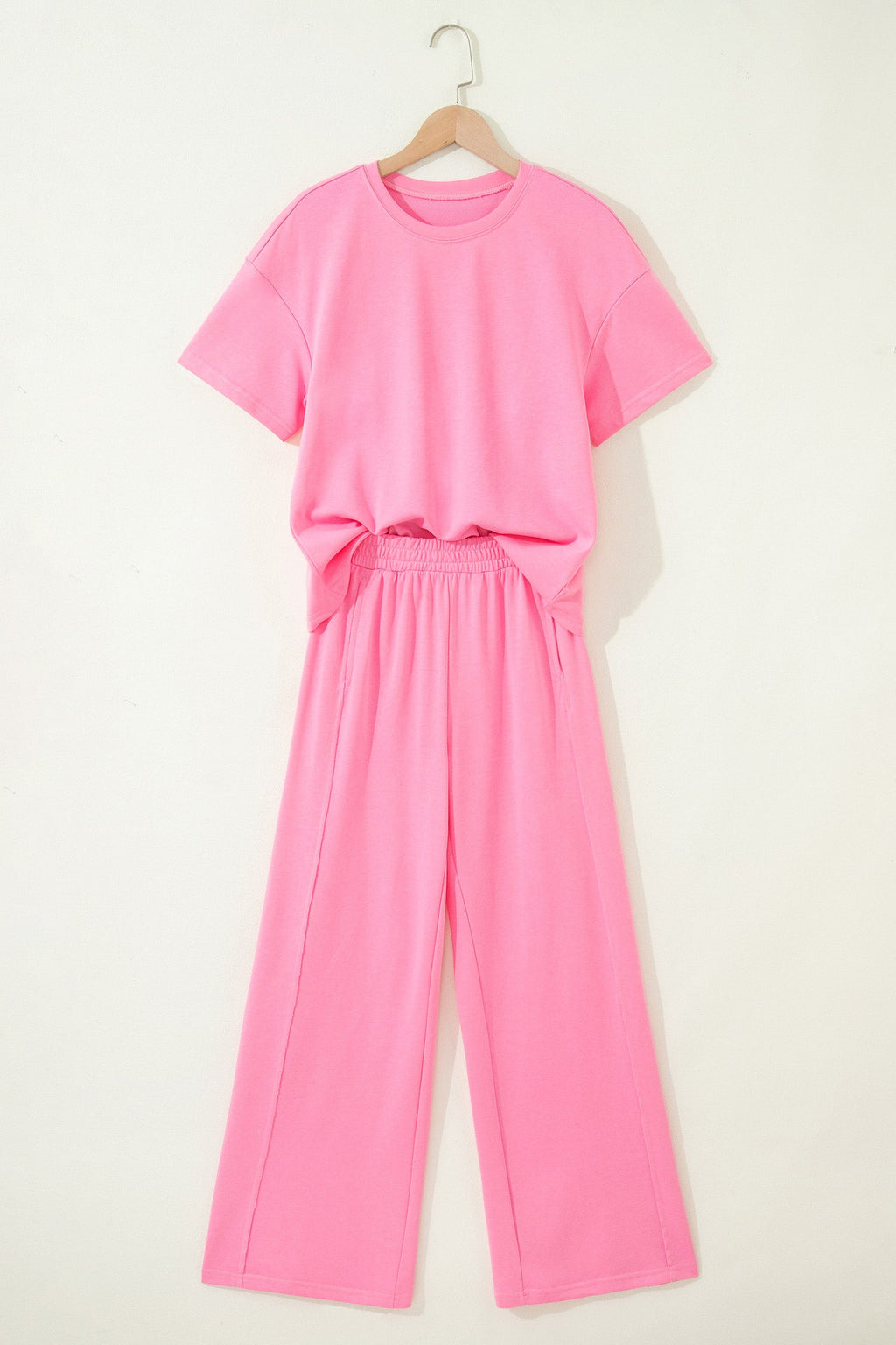 Solid Color Oversize Tee & Wide Leg Pants Set